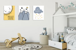Wallity UDC04 Set de 3 Cuadros sobre Lienzo Multicolor